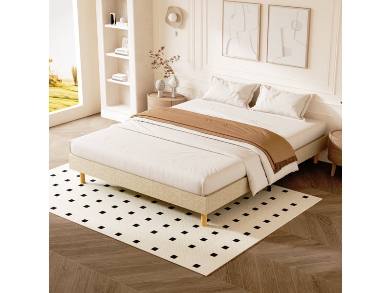  Sommier tapissier 160x200cm , 14 lattes, comfort, beige  - Conforama D