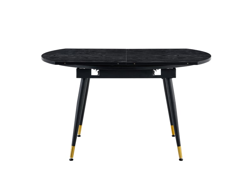 Table à rallonges, extensible, plateau en mdf rehaussé de touches dorées, noir - Conforama A