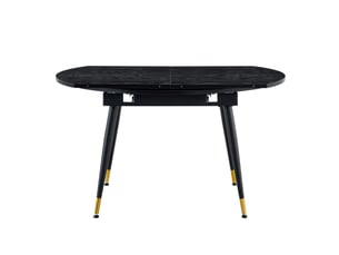 Table à rallonges, extensible, plateau en mdf rehaussé de touches dorées, noir