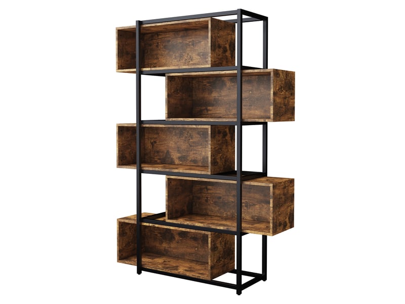  Bibliothèque 5 niveaux en mdf et acier marron et noir 121 x 35 x 176 cm  - Conforama B