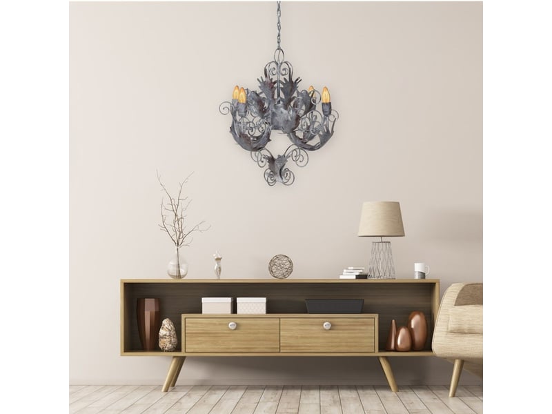 Lustre baroque en métal fly through 59cm argent  - Conforama C