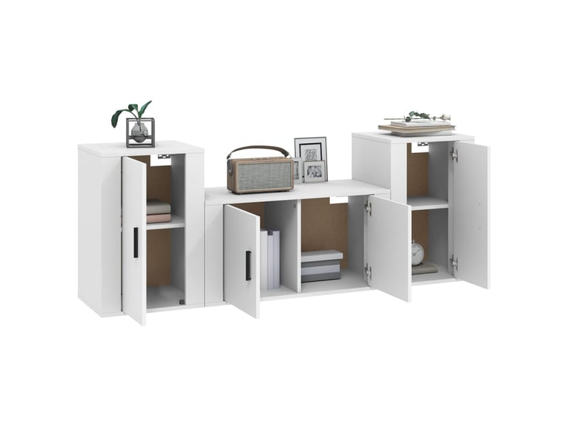  Ensemble de meubles tv 3 pcs blanc bois d'ingénierie shl28884  - Conforama C
