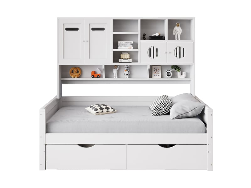  Lit avec rangement 90x200cm coloris blanc bois massif lit enfant blanc - Conforama A