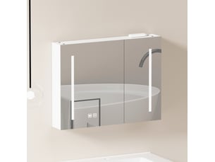 Meuble miroir led 80 cm mural avec rangement blanc homvra
