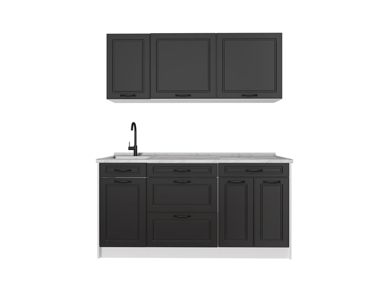 Vicco cuisine, anthracite campagneblanc, 160cm plan de travail marbre - Conforama A