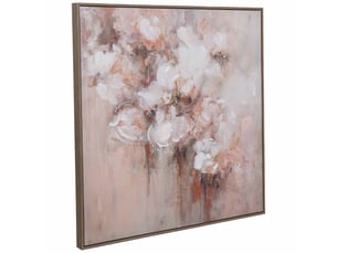 Tableau peint à la main avec cadre en bois rouge 103x4x103h cm