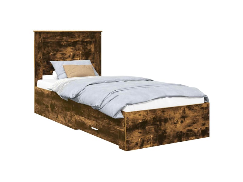  Lit simple- lit adulte -  cadre de lit chêne fumé 100 x 200 cm bois d'ingénierie  - Conforama A