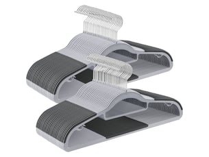 Cintres 50 pièces, cintres en plastique, antidérapant, gain de place, épaisseur 0,5 cm, largeur 42 cm, crochet pivotant à 360° argent, gris clair et gris s?r
