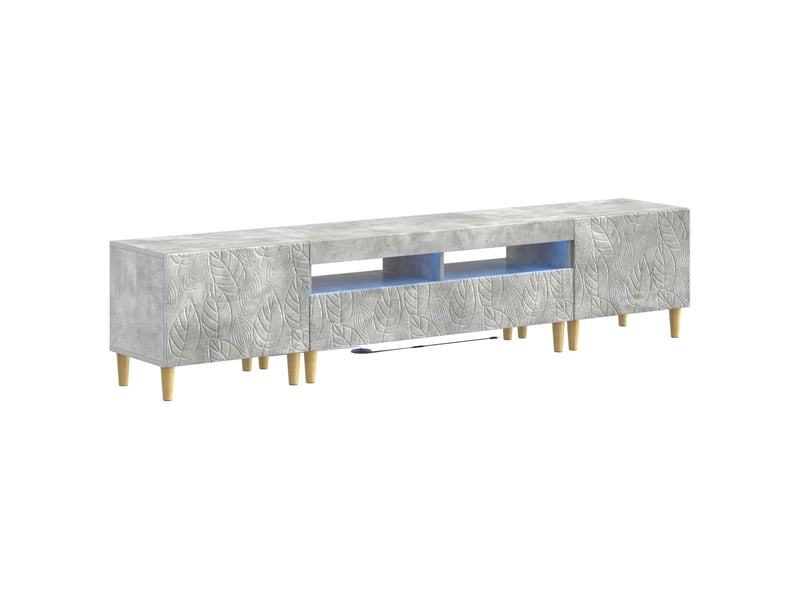 Ensemble de 3 meubles tv - banc tv - meuble de rangement led delft gris béton bois d'ingénierie  - Conforama A