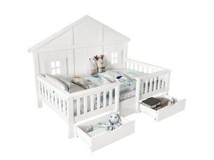 Lit cabane 90x200 cm <strong>MODERNLUXE</strong> <strong></strong> coloris blanc