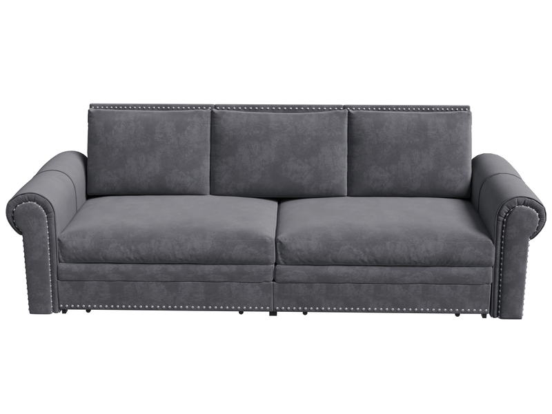 Canapé-lit modenvie convertible 3-en-1 3 places 238 x 90 x 98 cm velours gris - Conforama A