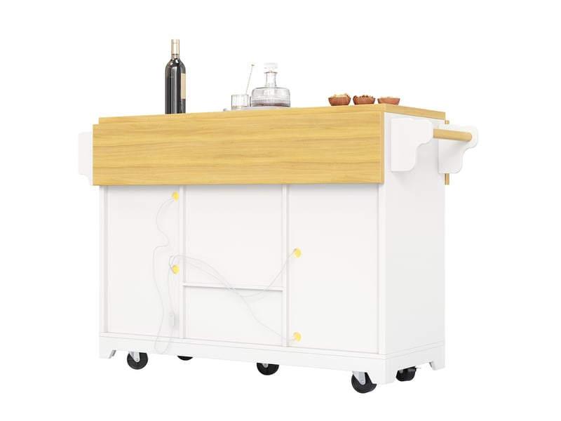  Desserte 120x80x95 cm extensible avec éclairage led rgb mdf et métal blanc  - Conforama D