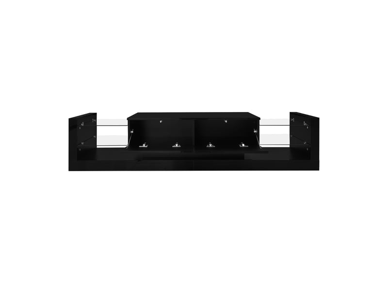  Ensemble meuble tv noir avec table basse, led bluetooth  - Conforama D