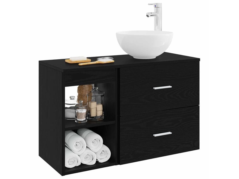 Ensemble de mobilier de salle de bain 2 pc chêne noir cf64106 - Conforama C