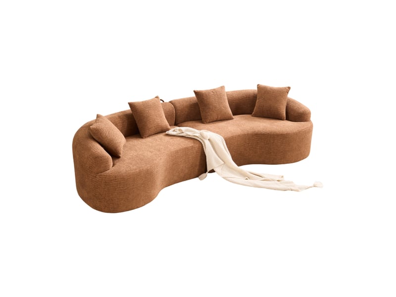Canapé modulable tcqpz 4 places design courbe en tissu marron 275 x 115 x 63 cm sans montage - Conforama A