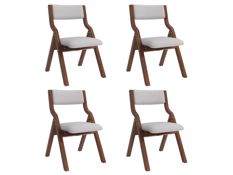  Lot de 6 chaises de salle à manger pliantes,avec structure en bois,lin,gris  - Conforama D