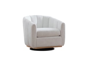 Fauteuil lounge pivotant avec repose-pieds en chenille ivoire – 81 x 73 x 75,5 cm