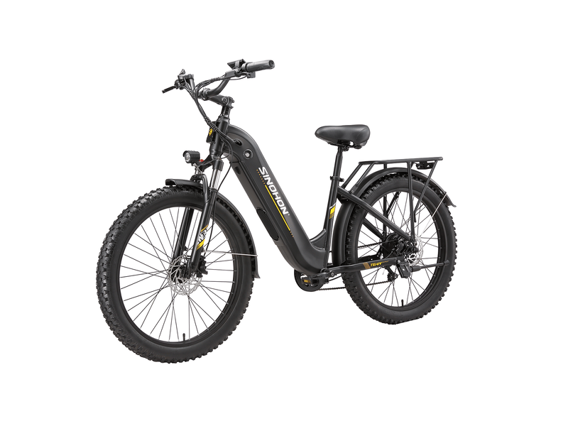 Vélo électrique 26 sinohon ak26, pneus larges, freins hydrauliques, noir - Conforama D