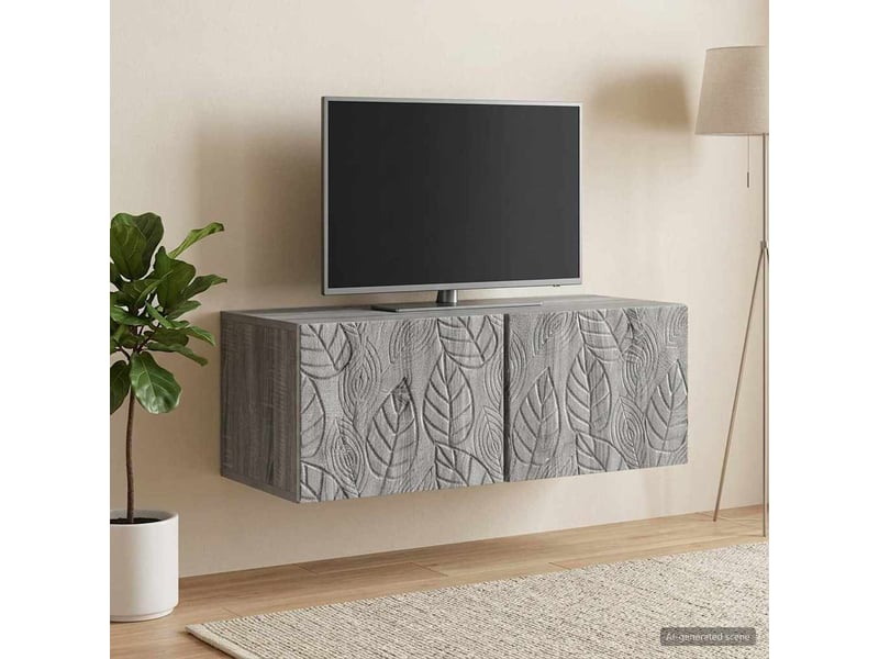  Meuble tv - banc tv - meuble de rangement mural 98 x 41 x 30 cm sonoma gris bois d'ingénierie  - Conforama C