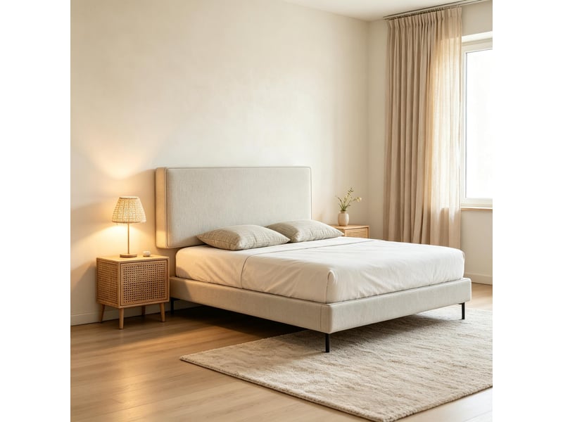 Tête de lit murale rembourrée en lin 140 × 60 cm, panneau suspendu pour chambre - Conforama D