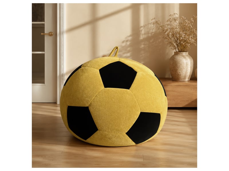  Fauteuil pouf rond en flanelle avec garnissage en mousse à mémoire de forme, pour salon et chambre, jaune et noir  - Conforama B