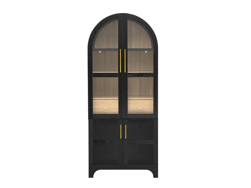  Armoire noire forme arche en verre cannelé rangement élégant  - Conforama A