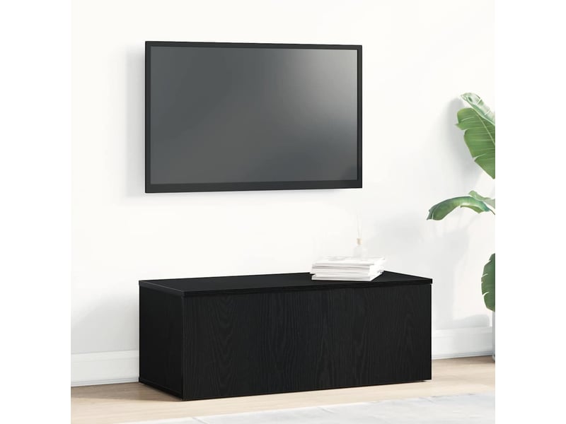 Meuble tv - banc tv - meuble de rangement 80x34x30 cm chêne noir bois d'ingénierie - Conforama B
