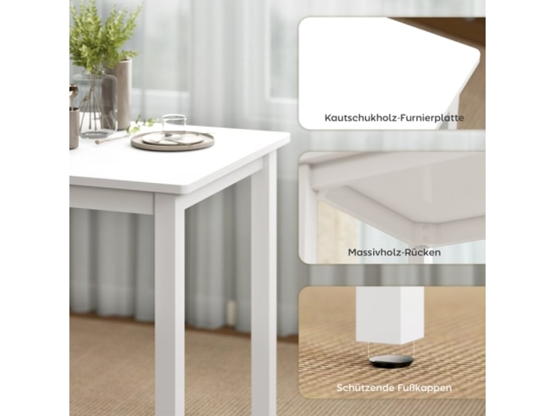  Ensemble salle à manger 3 pièces – table compacte + 2 chaises rembourrées, gain de place, mdf blanc  - Conforama D