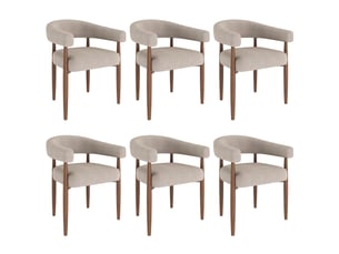 Lot de 6 chaises de salle à manger avec accoudoirs en tissu chenille taupe, 60x59x75 cm