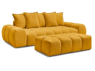 Canapé droit fixe BOBOCHIC EVEREST 3 places Tissu jaune
