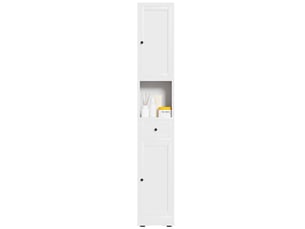 Colonne de rangement 5 niveaux 2 portes en métal blanc 30 x 30 x 180 cm