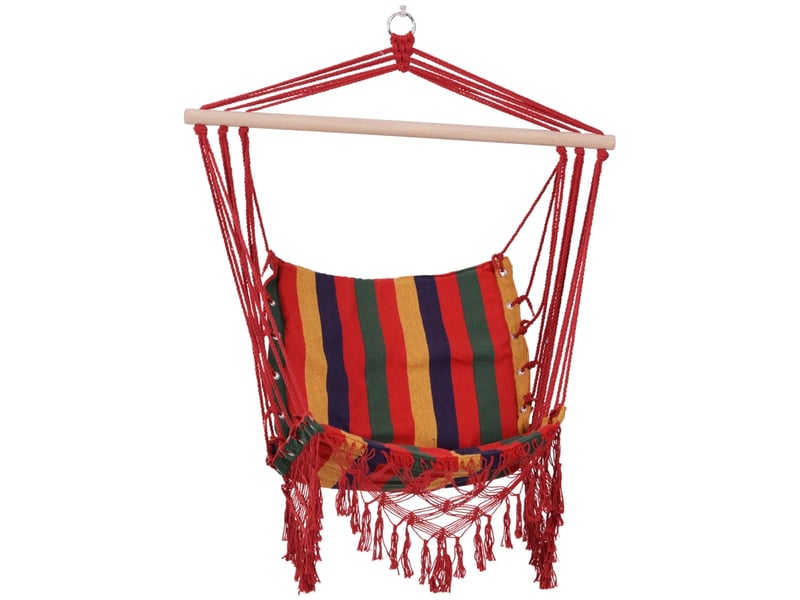 Fauteuil suspendu hamac, tissu coton-polyester, capacité de charge 100 kg, utilisation intérieureextérieure, terrasse, 100 x 60 x 100 cm, multicolore  - Conforama A