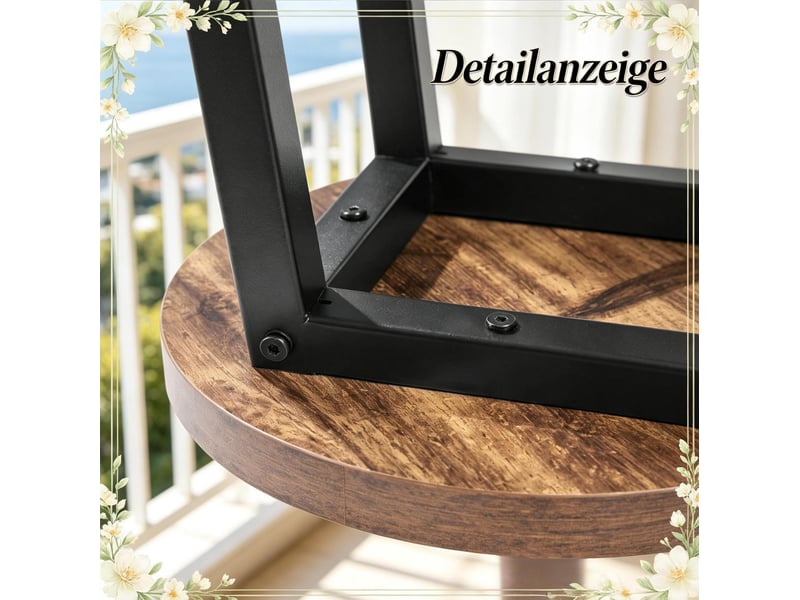  Tabouret de bar lot de 2 style industriel avec repose-pieds et patins de protection en mdf et métal noir vintage  - Conforama E
