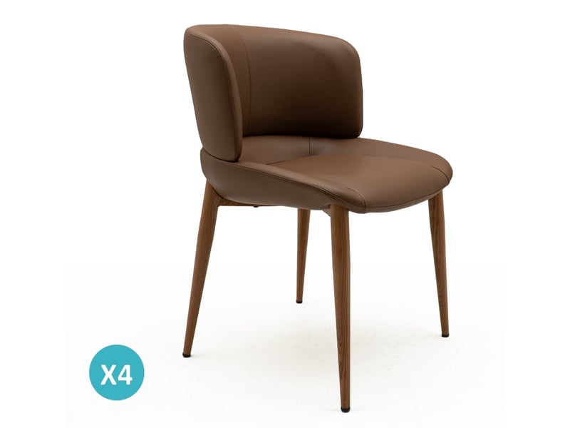  Lot de 4 chaises recouvertes de similicuir couleur marron  - Conforama A