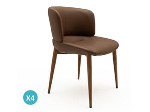 Lot de 4 chaises recouvertes de similicuir couleur marron
