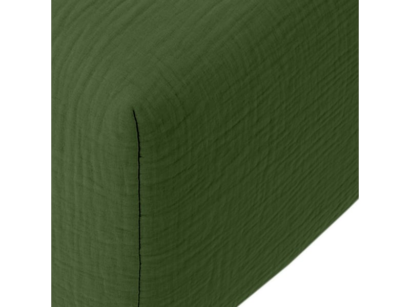  Drap housse 180x200 cm gaze de coton lavé vert cèdre PD23570 - Conforama B