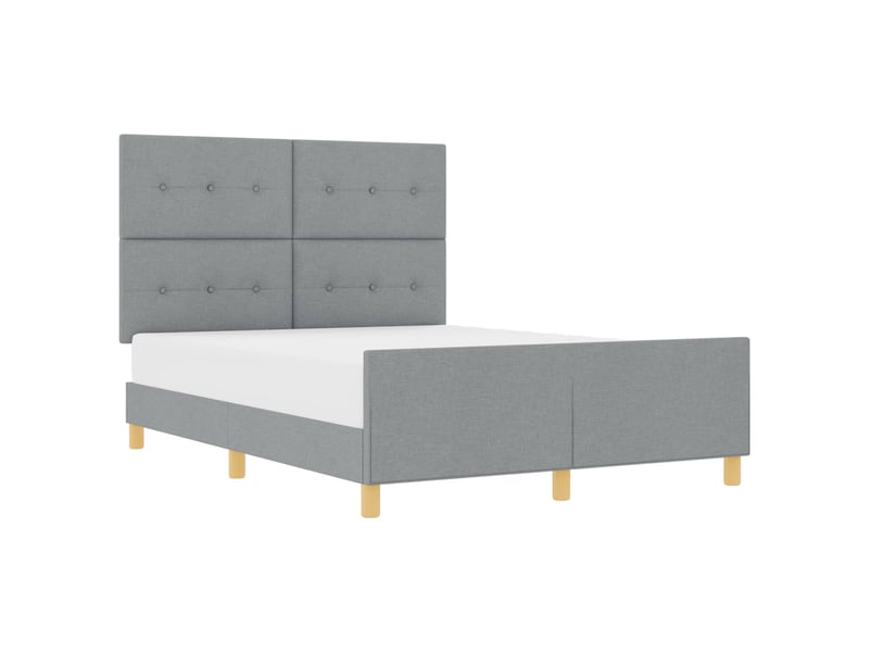  Lit double- lit adulte -  cadre de lit avec tête de lit gris clair 160 x 200 cm tissu  - Conforama A