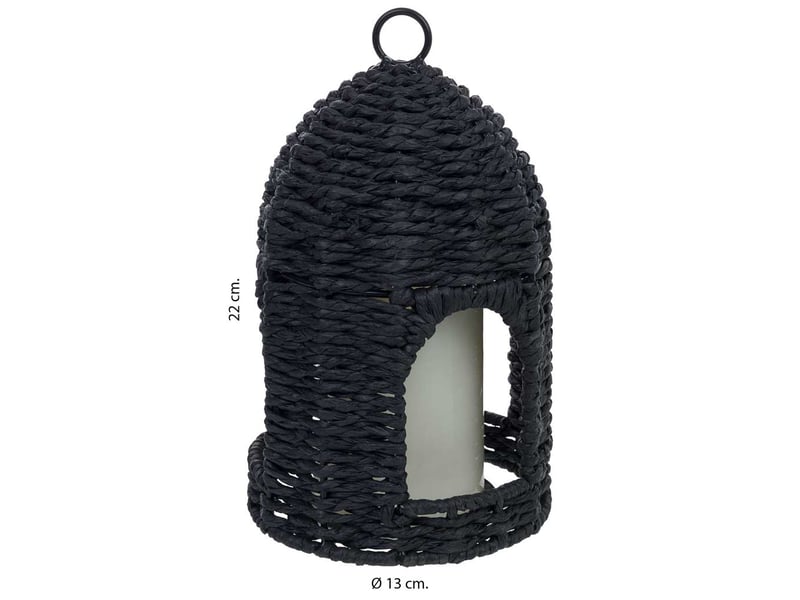  Lanterne en papier noir avec bougie led d13x19,522 h cm  - Conforama C