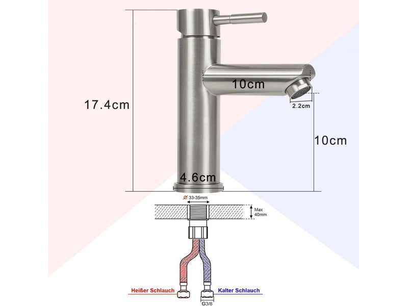  Nettlife robinet d'évier robinet chaudfroid robinet haute pression en acier inoxydable  - Conforama C