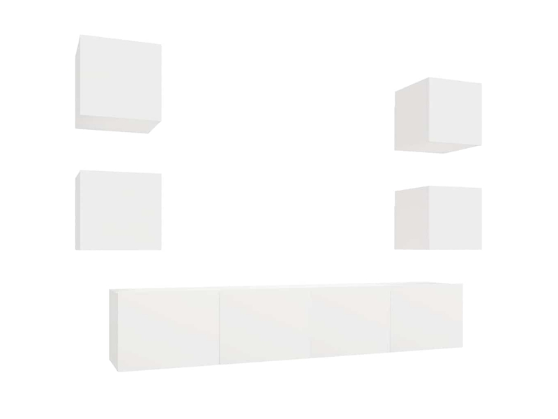  Ensemble de meubles tv - banc tv - meuble de rangement 6 pcs blanc bois d'ingénierie  - Conforama A
