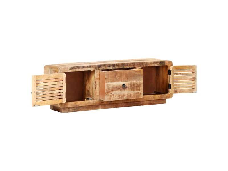  Meuble tv - banc tv - meuble de rangement 120x30x40 cm bois de manguier brut  - Conforama A