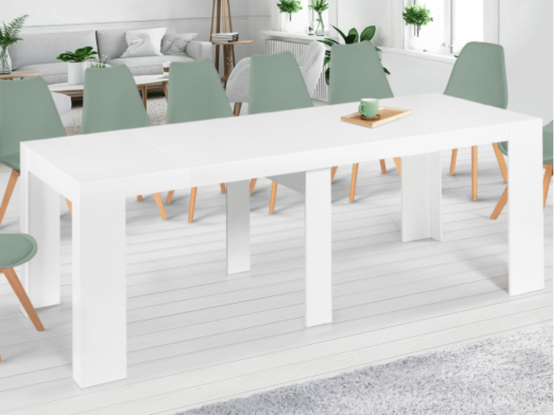 Table console extensible orlando 14 personnes 300 cm bois blanc  - Conforama B