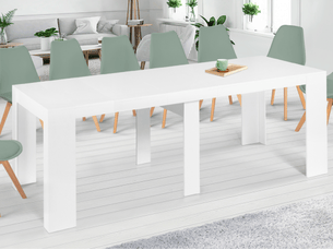 Table console extensible orlando 14 personnes 300 cm bois blanc