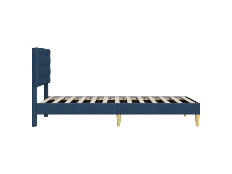  Lit simple- lit adulte -  cadre de lit avec tête de lit bleu 100 x 200 cm tissu  - Conforama D