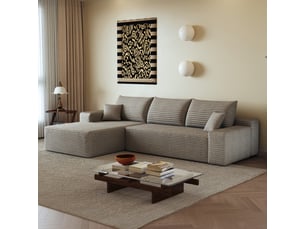 Canapé droit fixe <strong></strong> <strong></strong> 3 + 2 places Velours côtelé beige