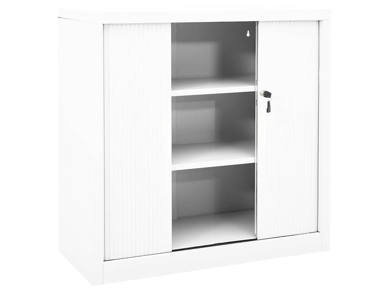  Armoire de rangement, armoire à portes coulissantes blanc 90x40x90 cm acier shl9893  - Conforama E