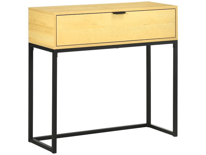  Console avec tiroir, table d'appoint moderne, table d'entrée avec pieds en acier pour couloir ou salon, 80 x 30 x 76 cm, naturel  - Conforama A