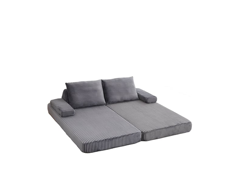  Canapé 2 places - 211,5x106,5x67 cm - modulable avec dossiers triangulaires, coussins et accoudoirs - gris  - Conforama A