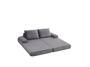 Canapé 2 places - 211,5x106,5x67 cm - modulable avec dossiers triangulaires, coussins et accoudoirs - gris