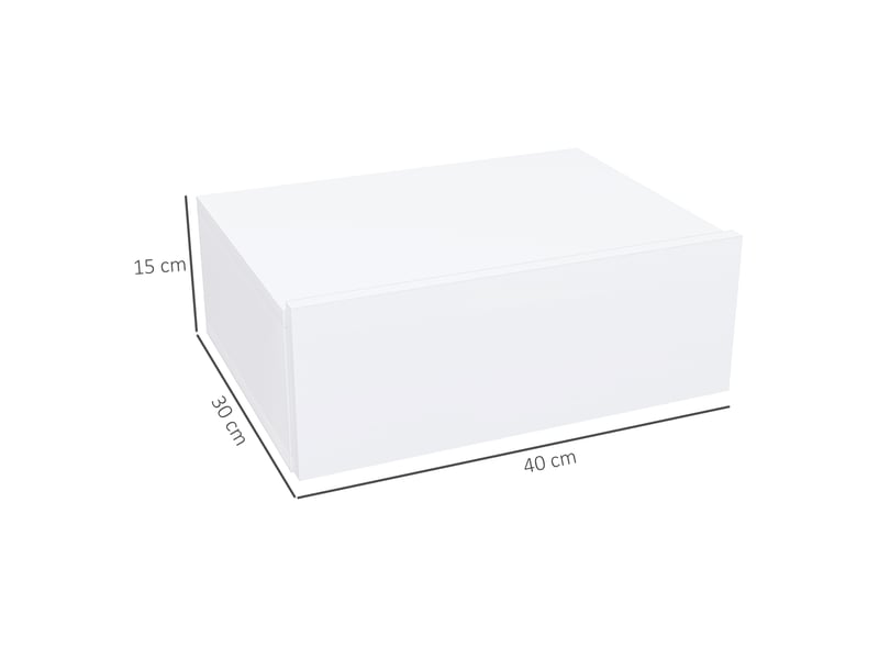  Table de chevet murale moderne avec tiroir, en bois, 40 x 30 x 15 cm, blanche  - Conforama E